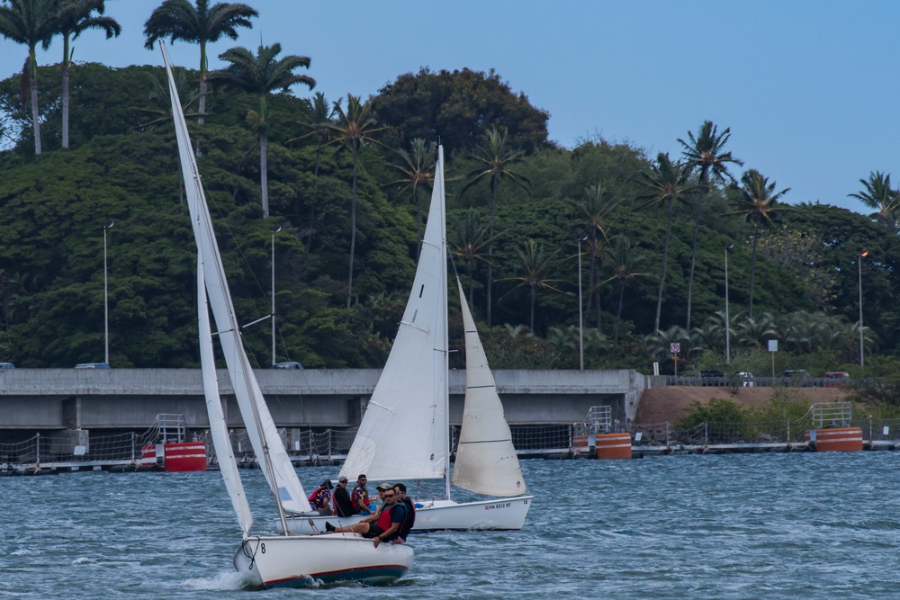 RIMPAC 2018 Participants Compete in a Sailboat Regatta at the Pearl Harbor Yacht Club