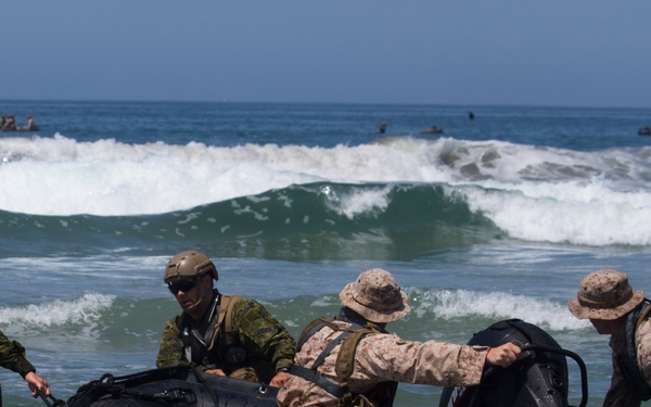 U.S. Marines, Canadian soldiers ride CRRCs during RIMPAC