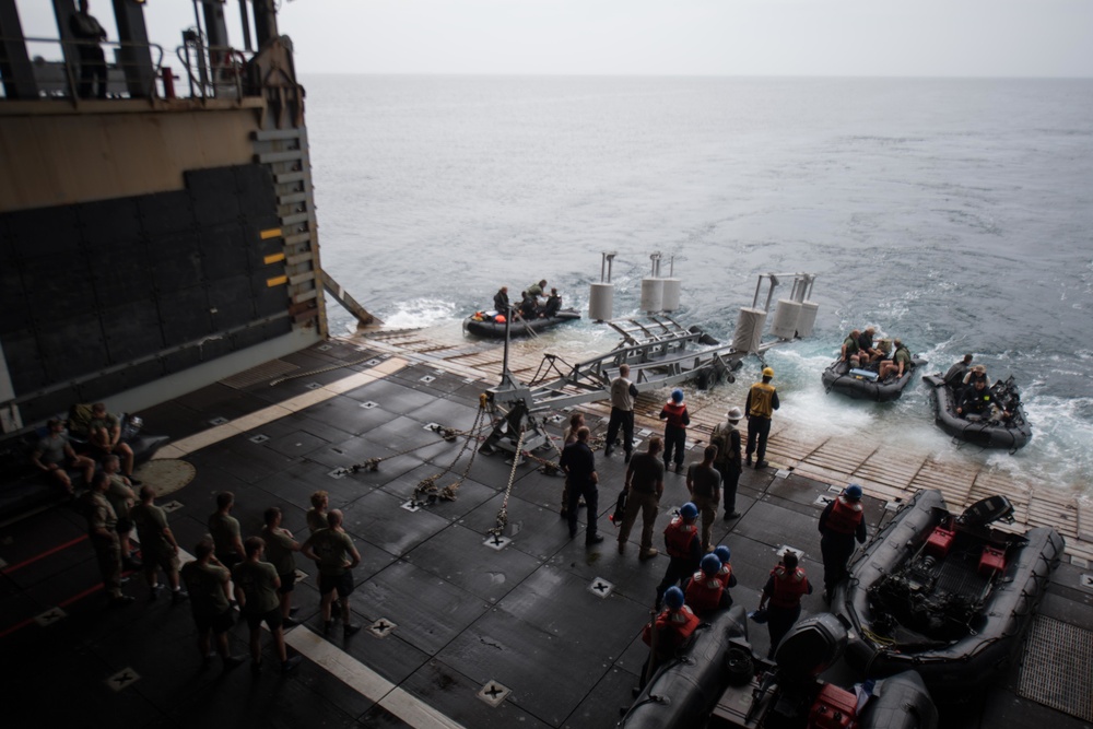 USS Harpers Ferry conducts well deck operations