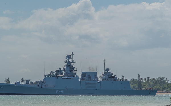 INS Sahyadri departs Joint Base Pearl Harbor-Hickam for RIMPAC 2018