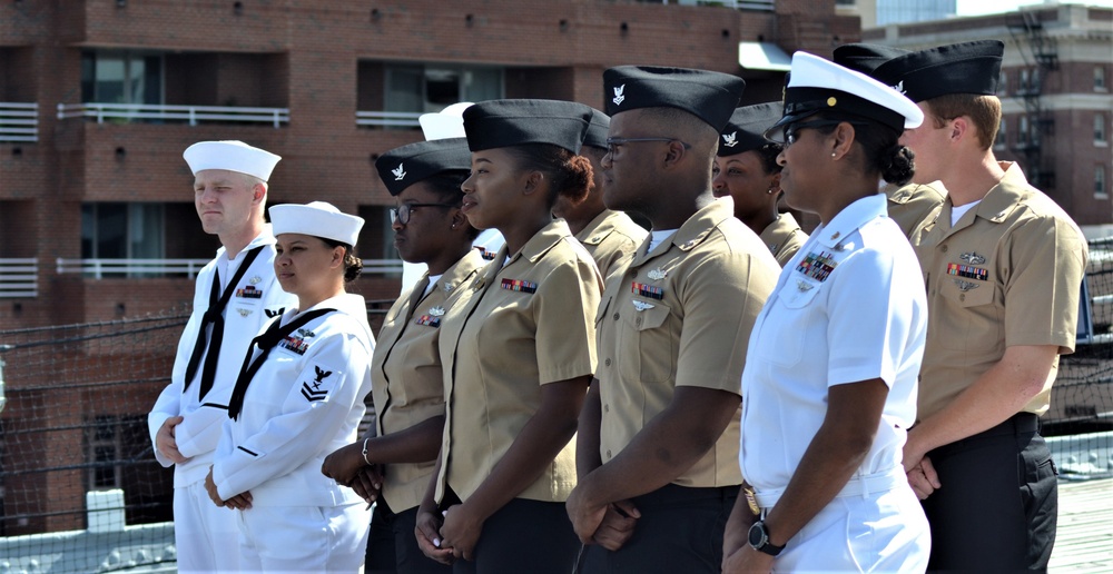 Crew Members from USS Monterey (CG-61) aboard the USS Wisconsin (BB-64)