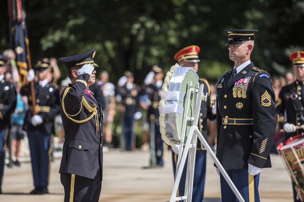 Chief of Staff of the Japan Ground Self-Defense Force Gen. Koji Yamazaki Participates in an Army Full Honors Wreath-Laying Ceremony at the Tomb of the Unknown Soldier