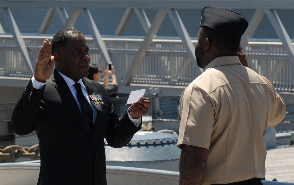 U.S Army uncle re-enlists nephew in the U.S Navy