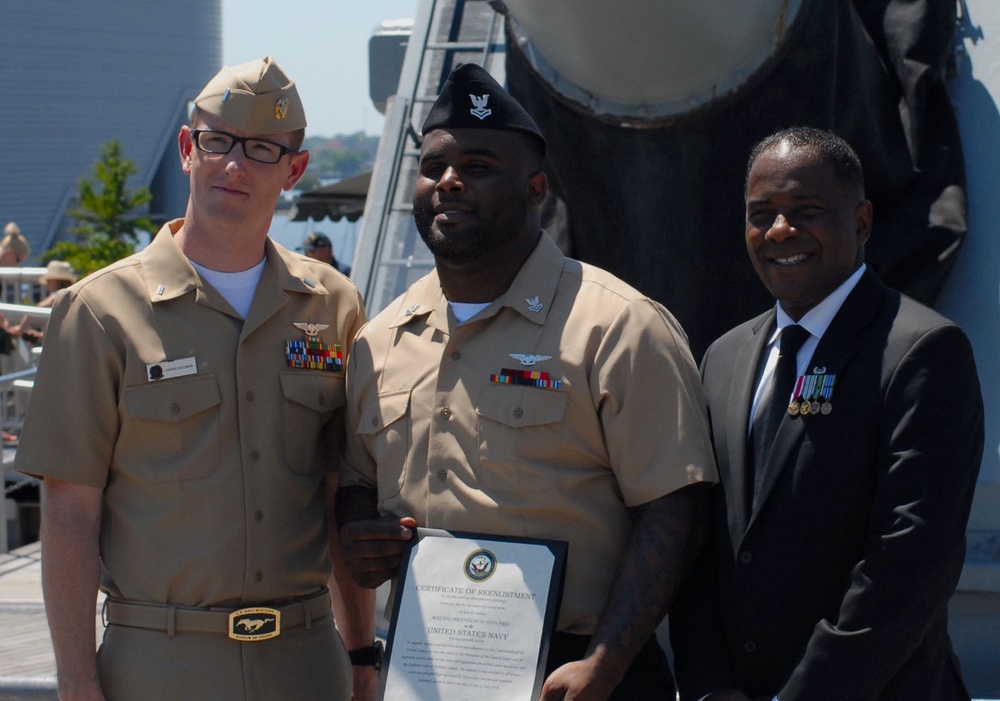 A historic re-enlistment aboard the U.S.S Wisconsin (BB-64)