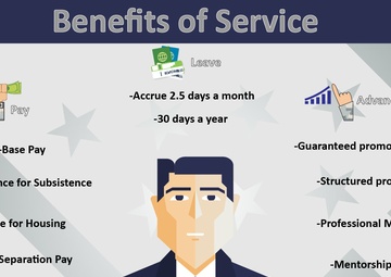 Benefits of service: Pay, leave, advancement