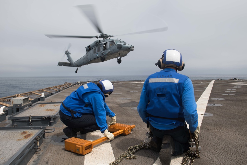 USS Harpers Ferry conducts flight ops