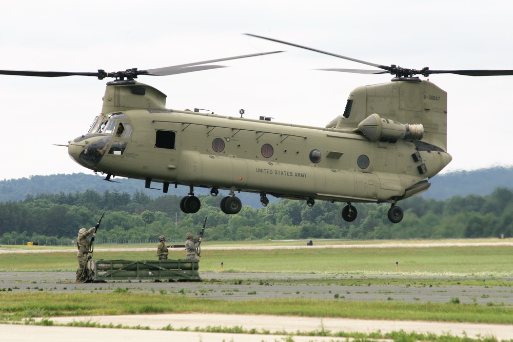 Sling-load training with 89B Ammunition Supply Course at Fort McCoy