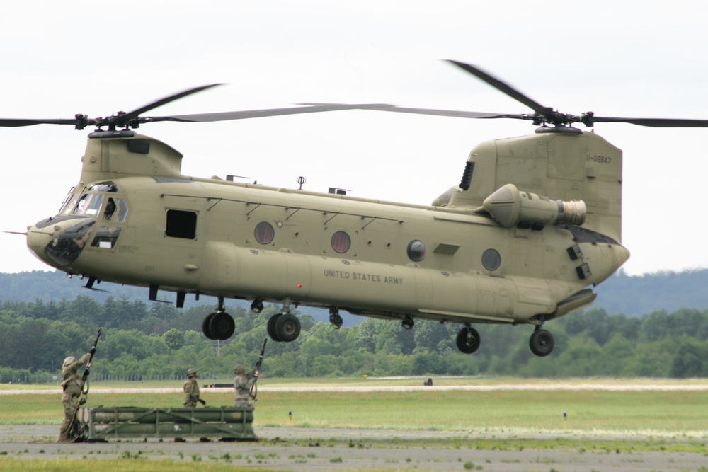 Sling-load training with 89B Ammunition Supply Course at Fort McCoy