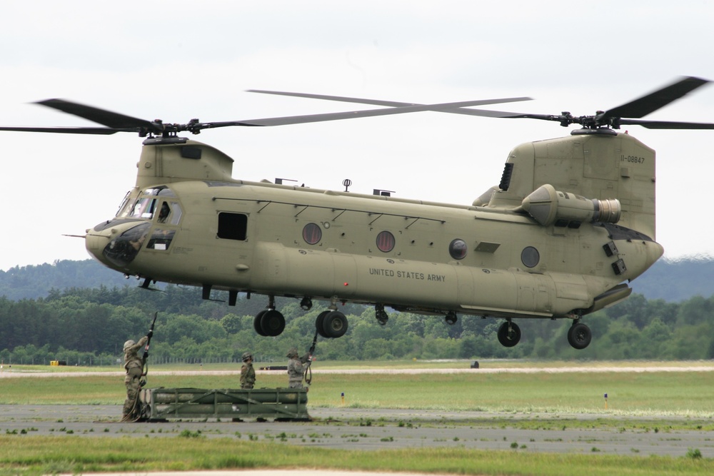 Sling-load training with 89B Ammunition Supply Course at Fort McCoy