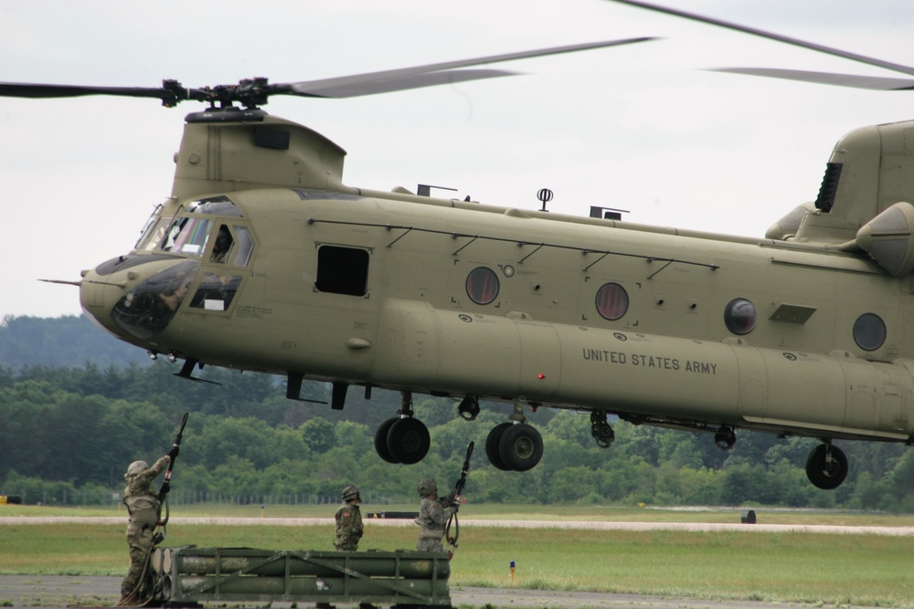 Sling-load training with 89B Ammunition Supply Course at Fort McCoy