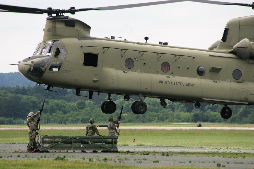 Sling-load training with 89B Ammunition Supply Course at Fort McCoy