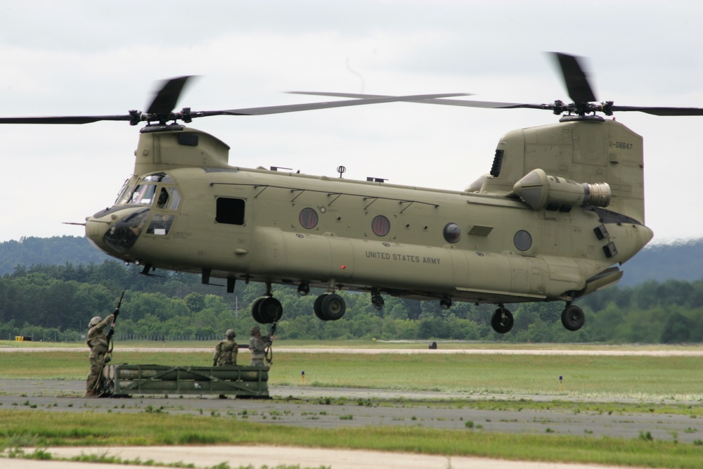 Sling-load training with 89B Ammunition Supply Course at Fort McCoy