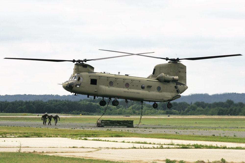 Sling-load training with 89B Ammunition Supply Course at Fort McCoy