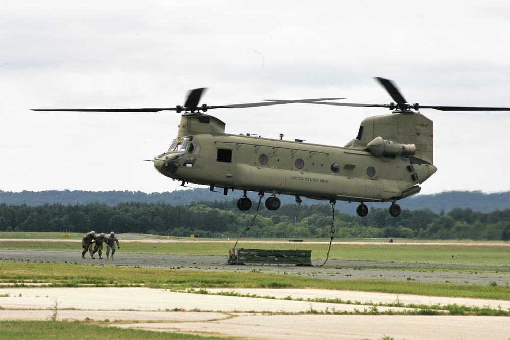 Sling-load training with 89B Ammunition Supply Course at Fort McCoy