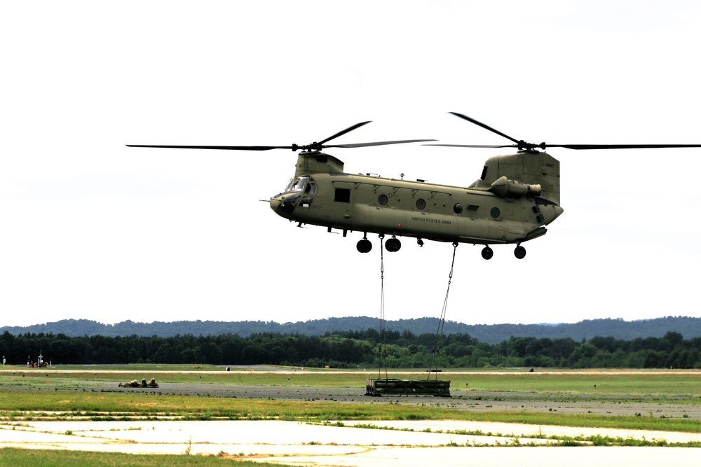 Sling-load training with 89B Ammunition Supply Course at Fort McCoy