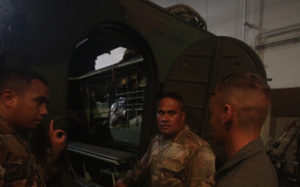 Tongan Marines get familiar with AAVs aboard HMAS Adelaide during RIMPAC