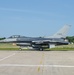 An F-16 Fighting Falcon prepares for takeoff