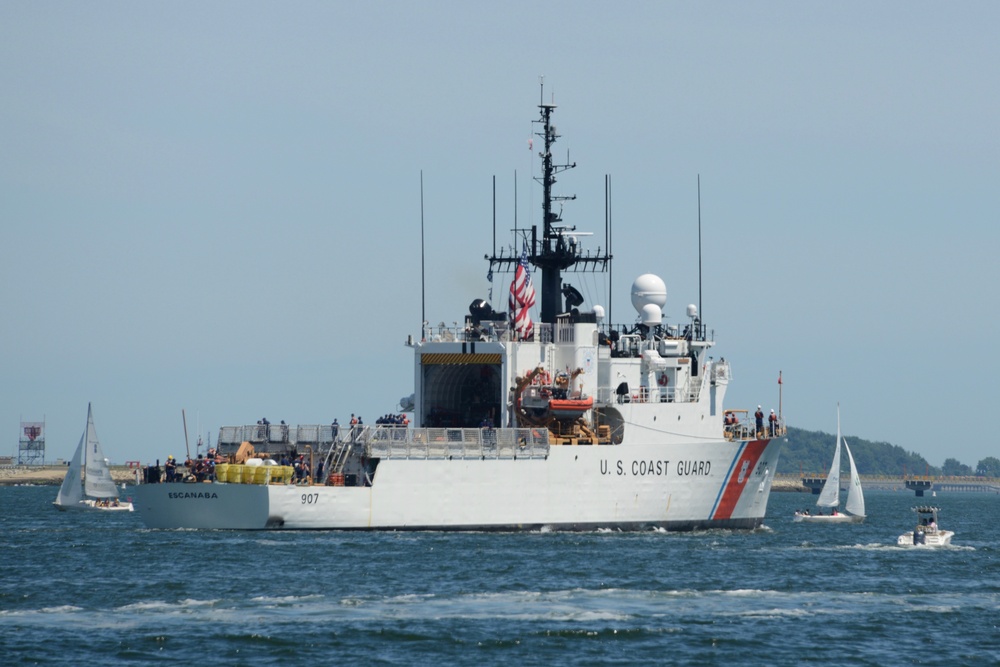 Coast Guard Cutter Escanaba departs Boston Harbor