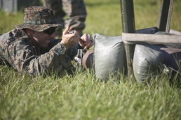 Sgt. Derek Ford fastens a piece of equipment in place during a tool range aboard MCAS Beaufort July 11. Ford is an Explosive Ordnance Disposal Marine with Marine Wing Support Detachment 31.