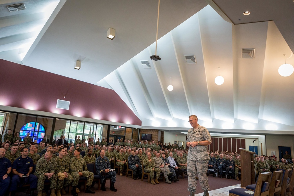 Gen. John E. Hyten, commander, U.S. Strategic Command, Holds All-Hands Call at Naval Submarine Base Kings Bay