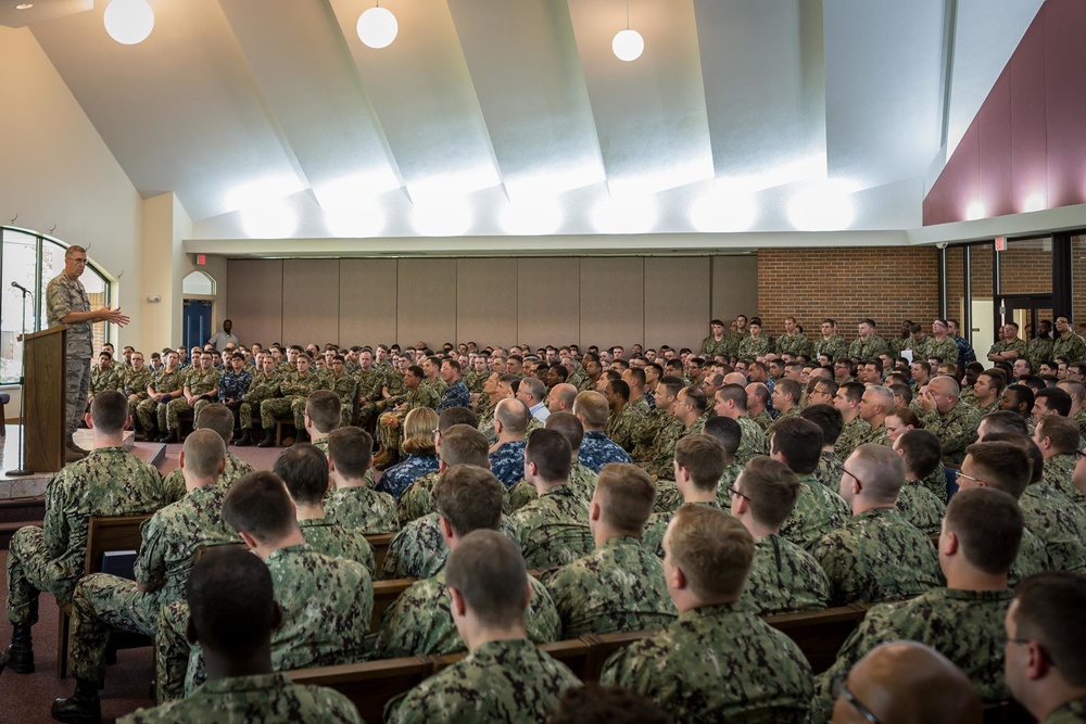 Gen. John E. Hyten, commander, U.S. Strategic Command, Holds All-Hands Call at Naval Submarine Base Kings Bay