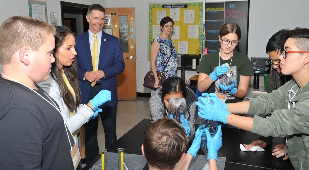Middle School Students Brief Congressman on STEM Technologies to Solve Simulated Navy Challenges