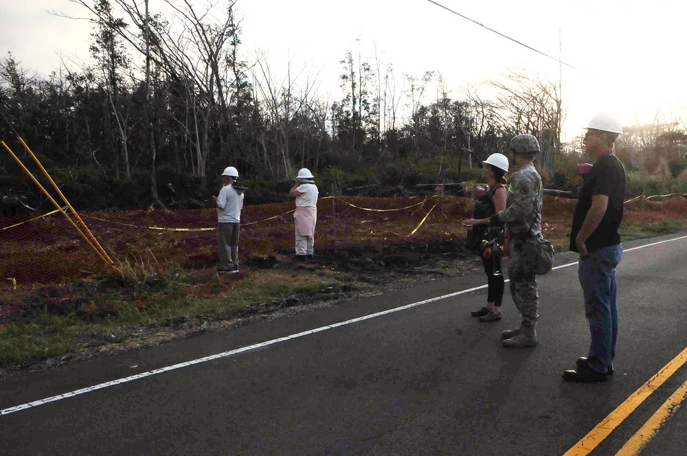 Task Force Hawaii PAO escorts media through lava area