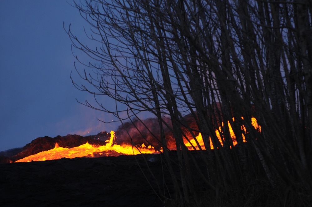 Lava flows steadily on the Big Island of Hawaii