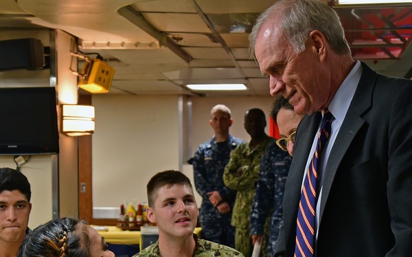 SECNAV visits with BLR Sailors.
