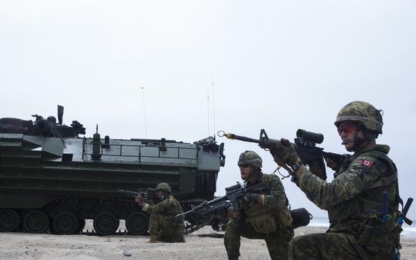 U.S. Marines, Canadian soldiers team up for amphib raid during RIMPAC