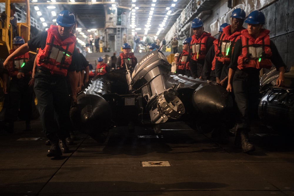 USS Harpers Ferry conducts well deck operations