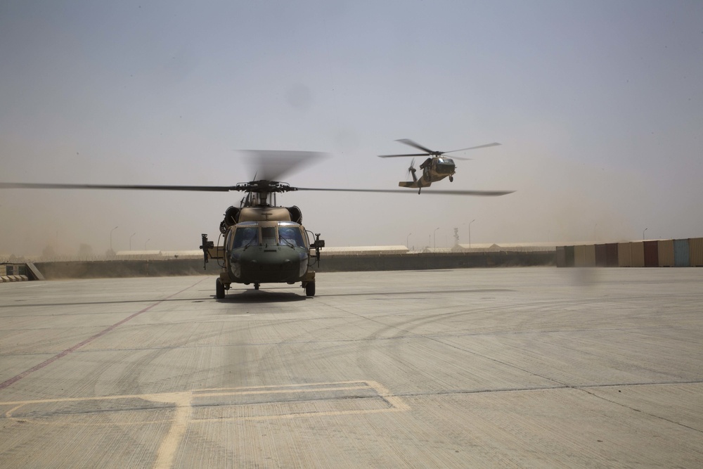Afghan Air Force Black Hawks Conduct CASEVAC Training in Helmand