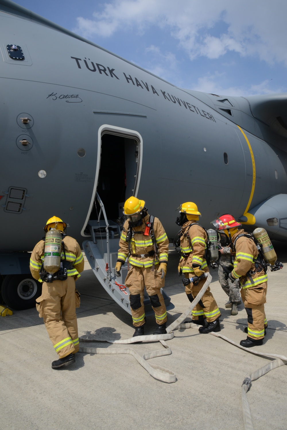 Fire fighter exercise 424th Air base Squadron Turkish Airbus A 400M