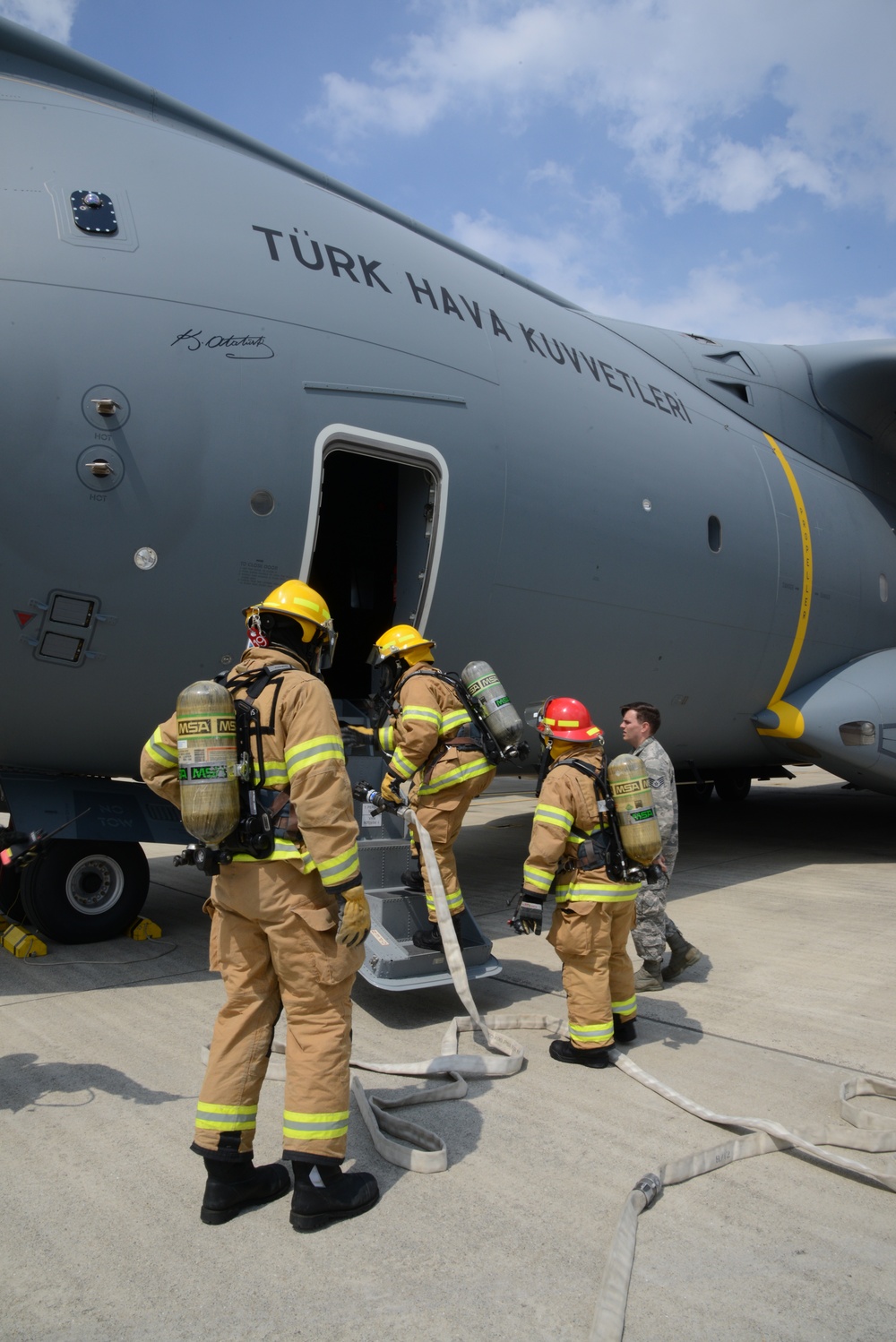 Fire fighter exercise 424th Air base Squadron Turkish Airbus A 400M