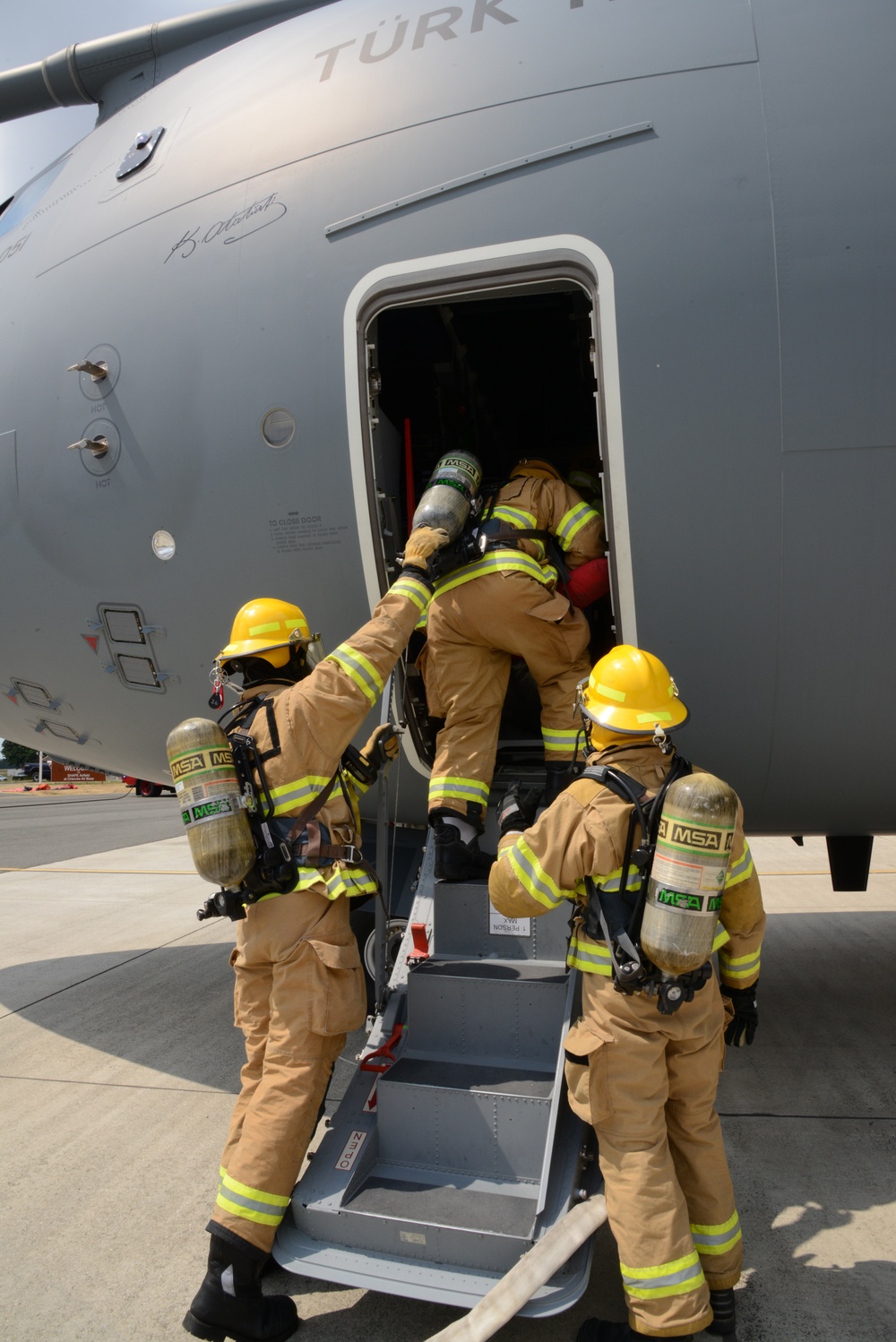 Fire fighter exercise 424th Air base Squadron Turkish Airbus A 400M