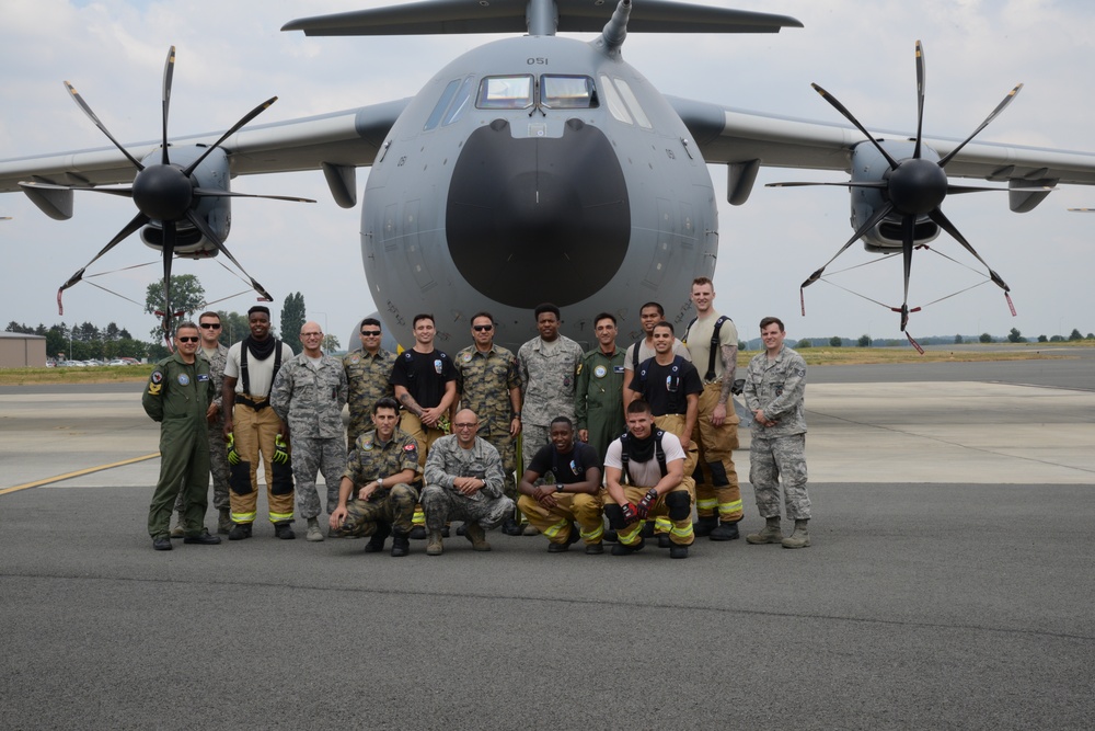 Fire fighter exercise 424th Air base Squadron Turkish Airbus A 400M