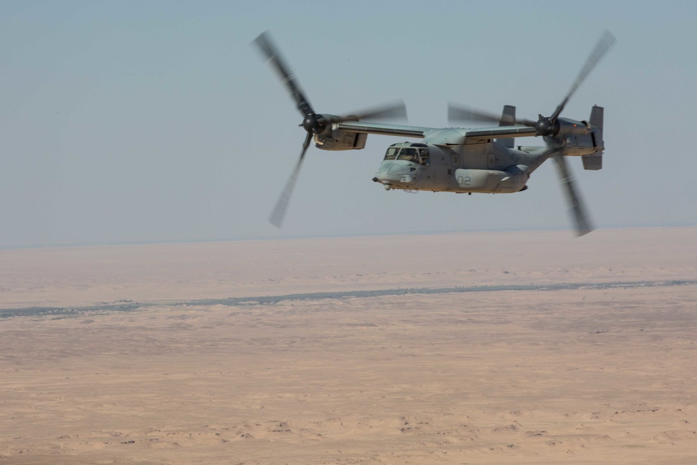 Ospreys conduct flight operations in support of CJTF-OIR