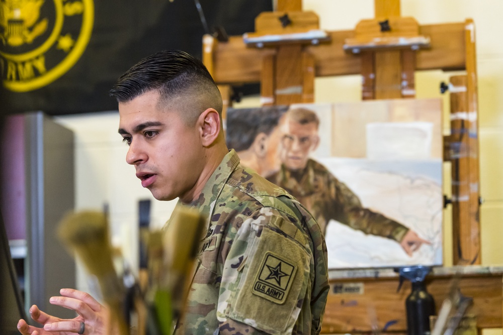 Artist-In-Residence Paints Picture of Soldiers' Lives.