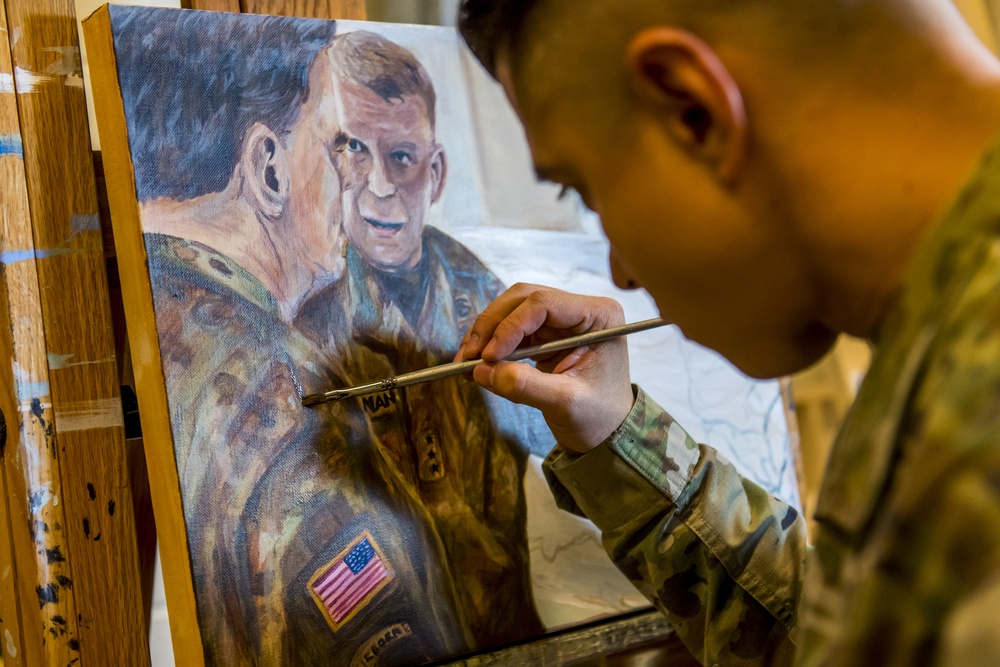 Artist-In-Residence Paints Picture of Soldiers' Lives.