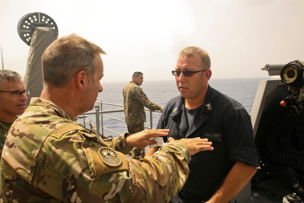 SPMAGTF-SC leaders learn more about the USS Gunston Hall