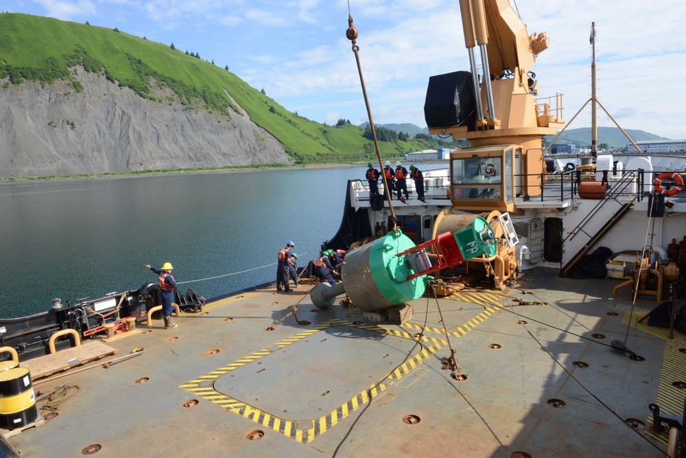 Coast Guard Cutter SPAR crew members conduct training buoy evolution