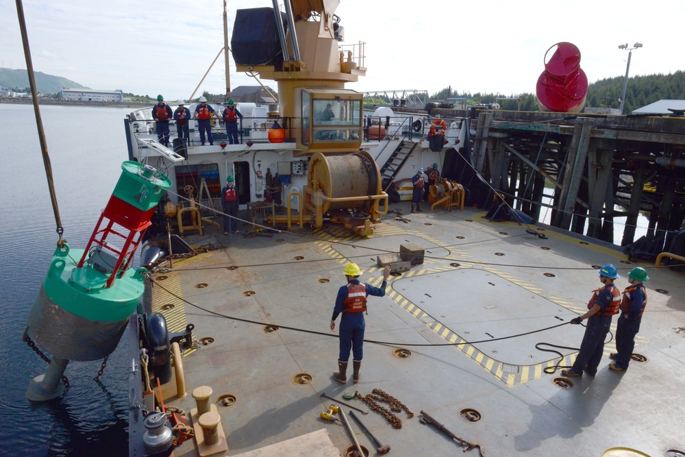 Coast Guard Cutter SPAR crew members conduct training buoy evolution