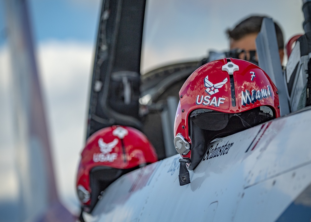 U.S. Air Force Thunderbirds perform over Westover ARB