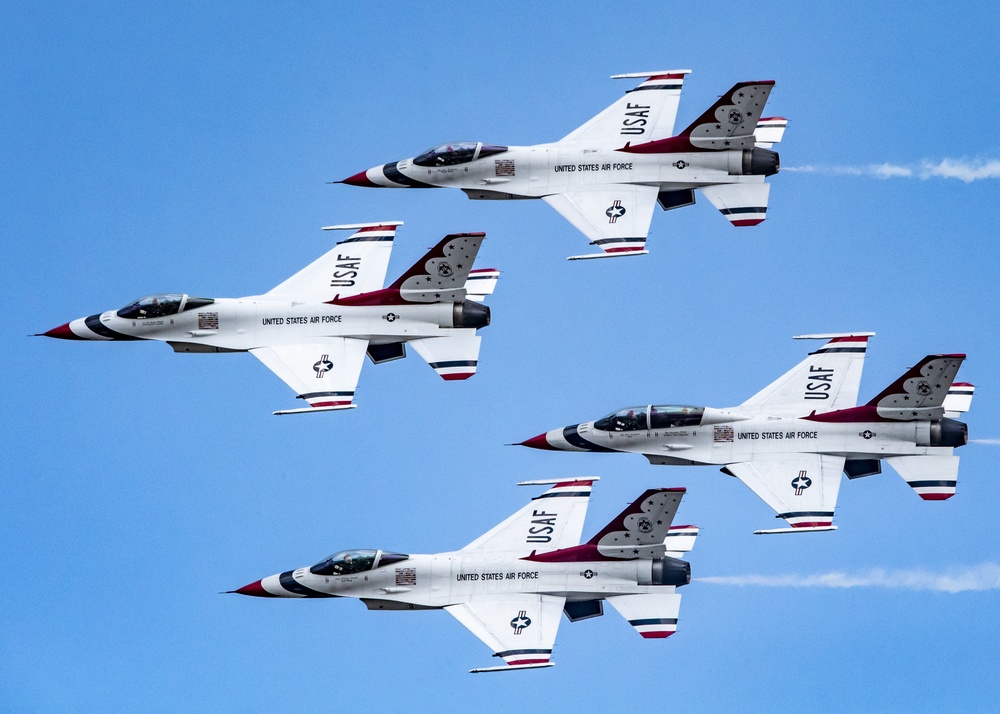 U.S. Air Force Thunderbirds perform over Westover ARB
