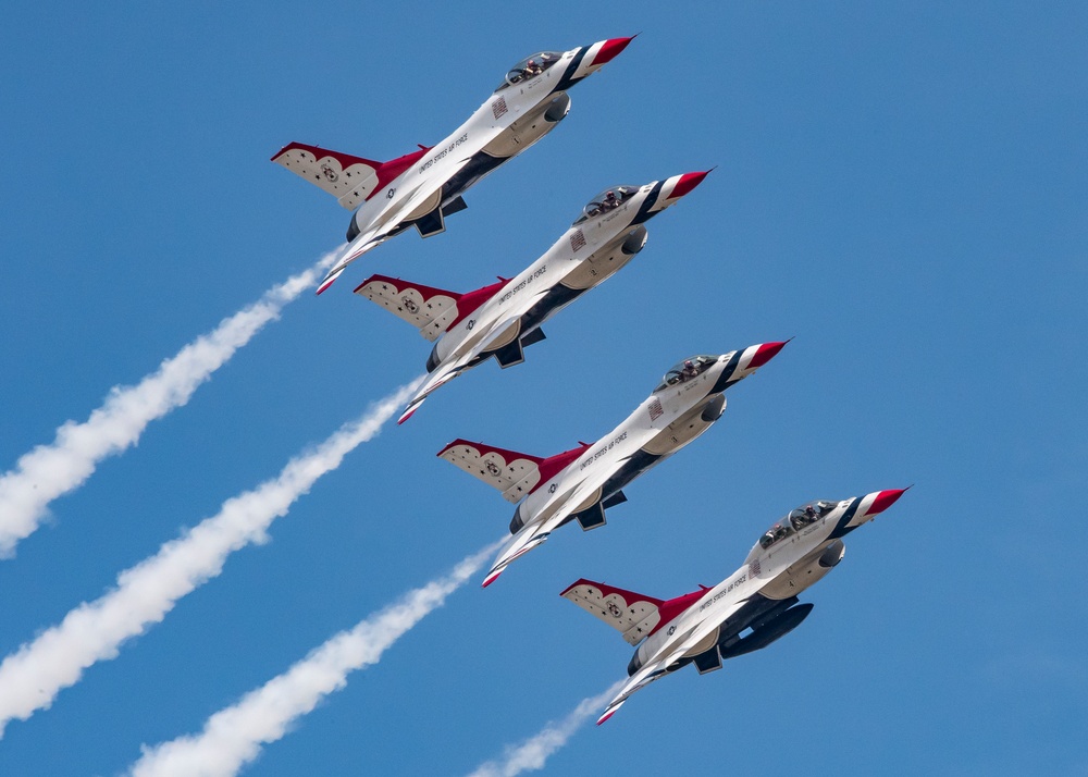 U.S. Air Force Thunderbirds perform over Westover ARB