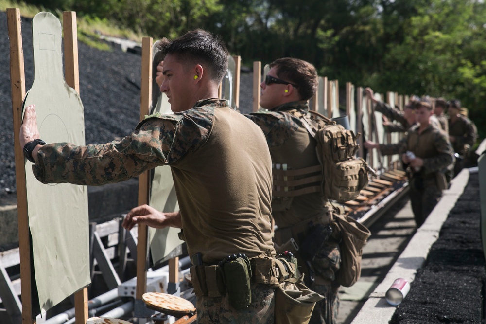 Force reconnaissance Marines conduct pistol and rifle qualification