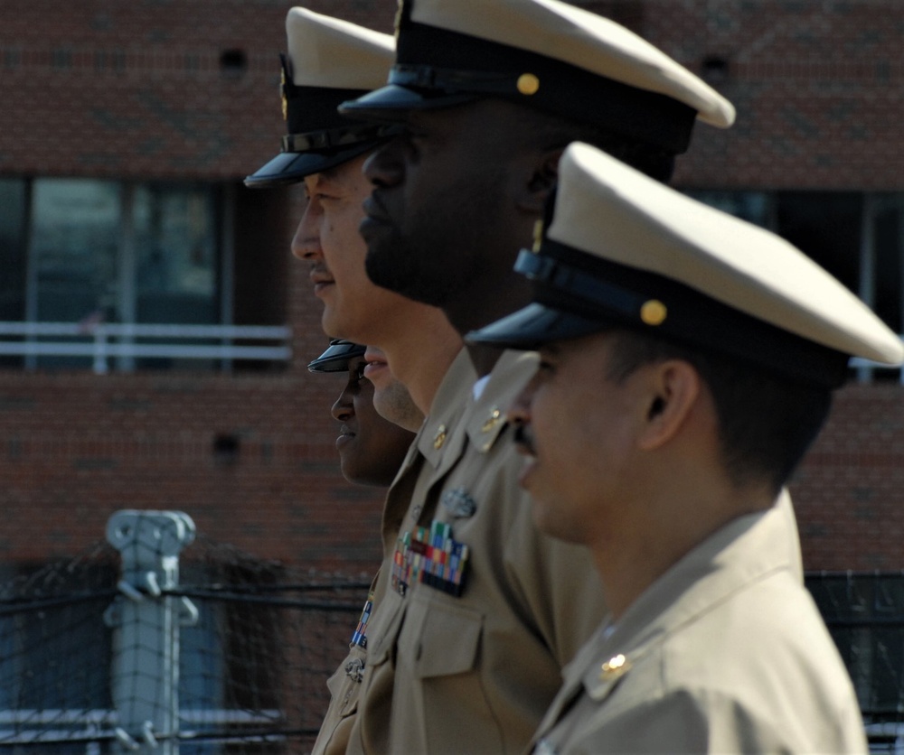 Standing at attention during a re-enlistment