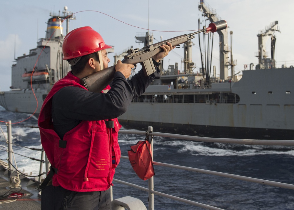 USS Lake Champlain (CG 57) Conducts Replenishment-at-Sea With USNS Rappahannock (T-AO 204)