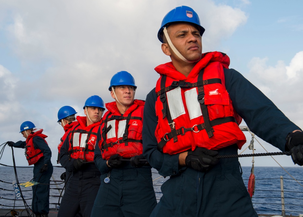 USS Lake Champlain (CG 57) Conducts Replenishment-at-Sea With USNS Rappahannock (T-AO 204)