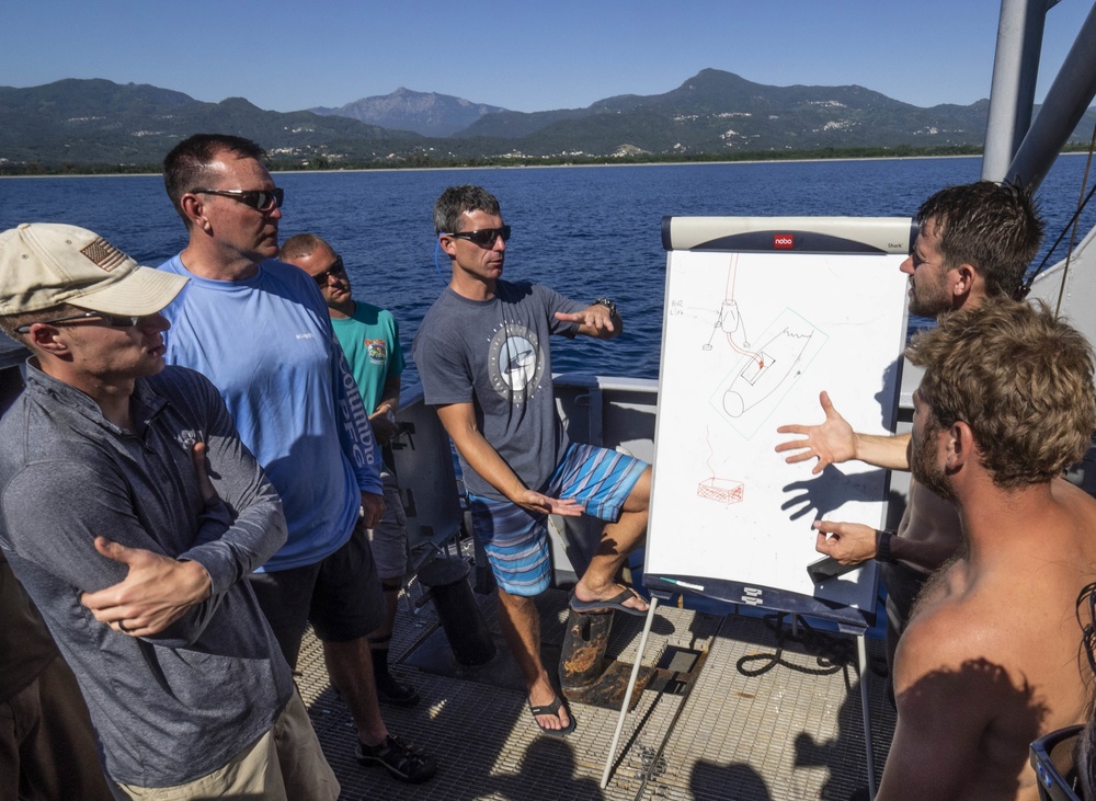 Underwater recovery operations in Corsica France, July 2018